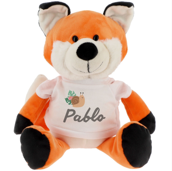 Peluche Renard + T-shirt blanc - Hauteur 23cm