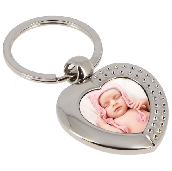 Porte-clefs métal - Forme cœur + strass (livré avec boîte cadeau noire)