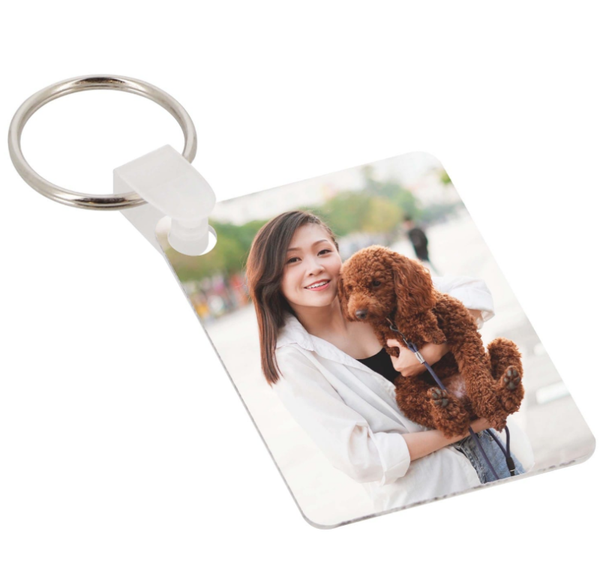 Porte-clefs plastique - Forme rectangle, recto-verso