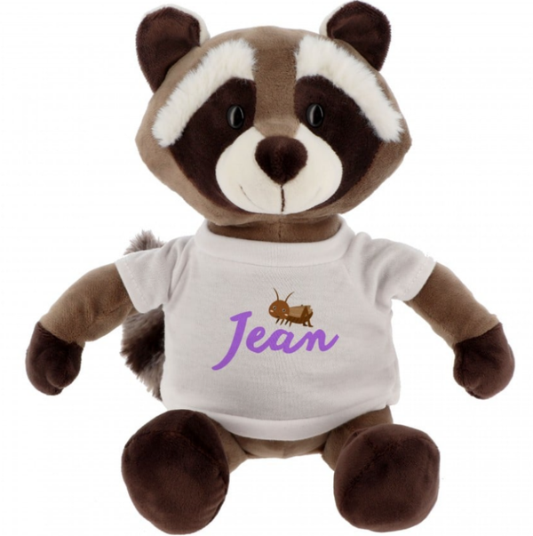 Peluche Raton-Laveur + T-shirt blanc - Hauteur 23cm