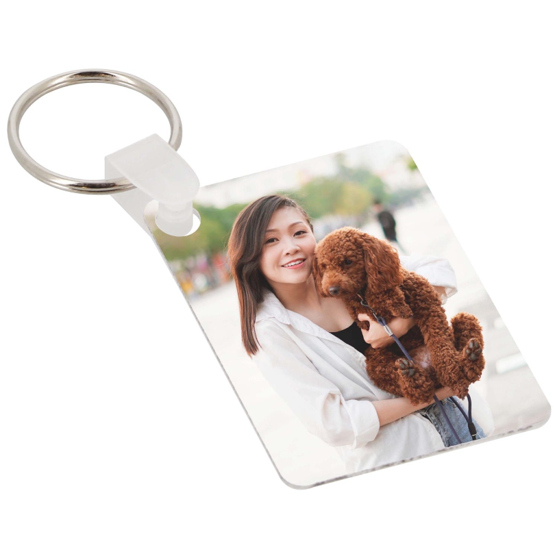Porte-clefs plastique - Forme rectangle, recto-verso