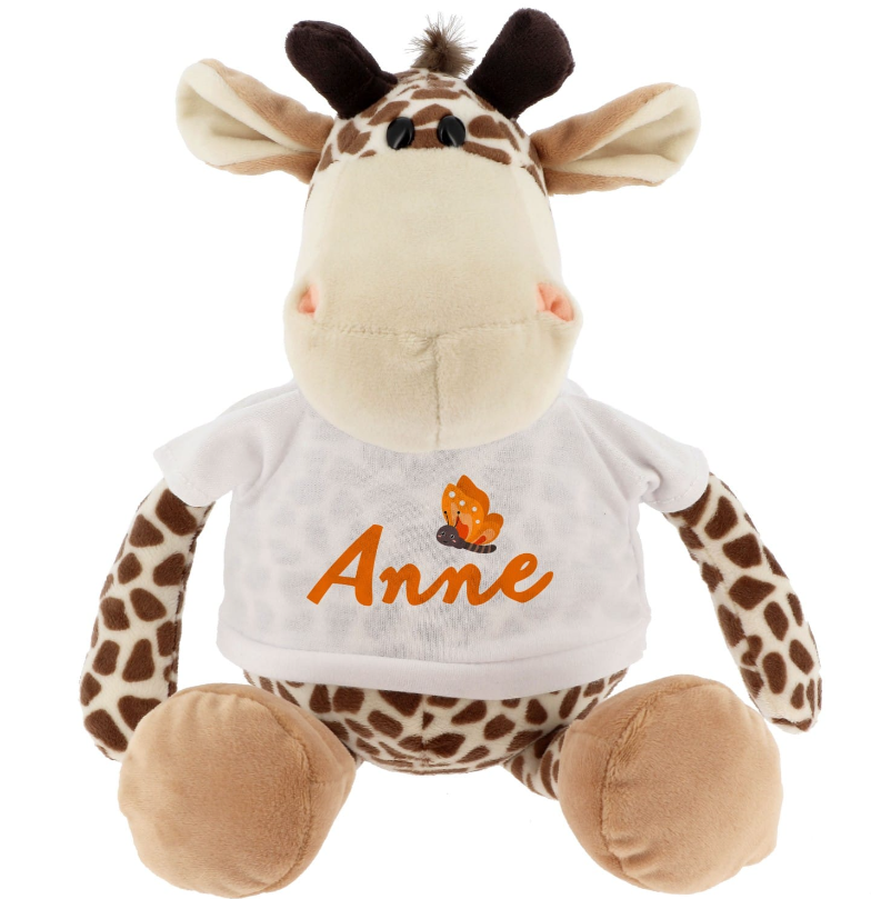 Peluche Girafe + T-shirt blanc - Hauteur 23cm