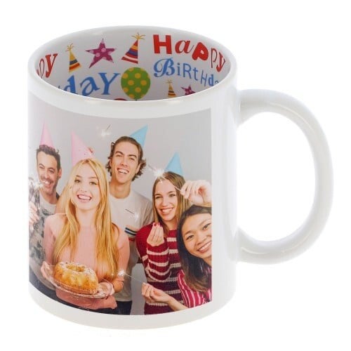 Mug céramique - Blanc - Intérieur "Happy Birthday"