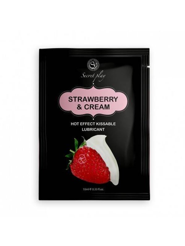 Dosette 2 en 1 Lubrifiant et huile de massage fraise à la crème chauffant 10 ml
