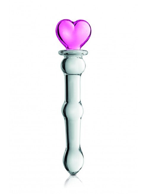 Gode en verre bicolor avec boules et coeur n°21 Glossy