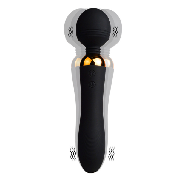 SHAKE Noir, Vibromasseur Wand USB en silicone médical avec 2 puissants moteurs indépendants