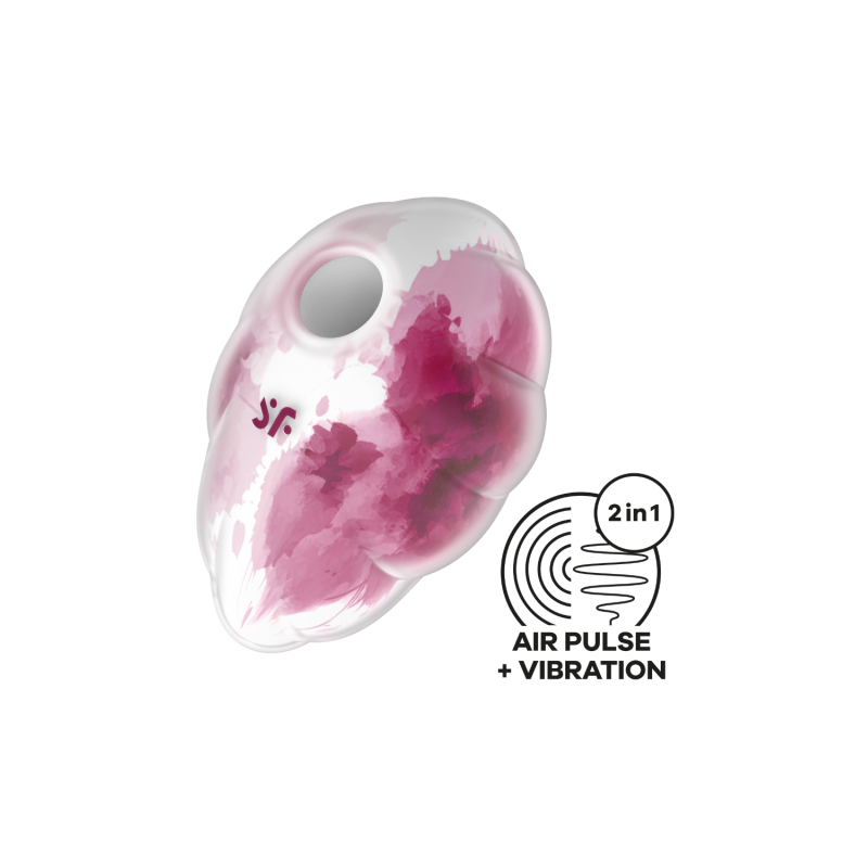 Stimulateur clitoridien par onde de pression sans contact et par vibration USB rose et blanc, Cloud Dancer Satisfyer