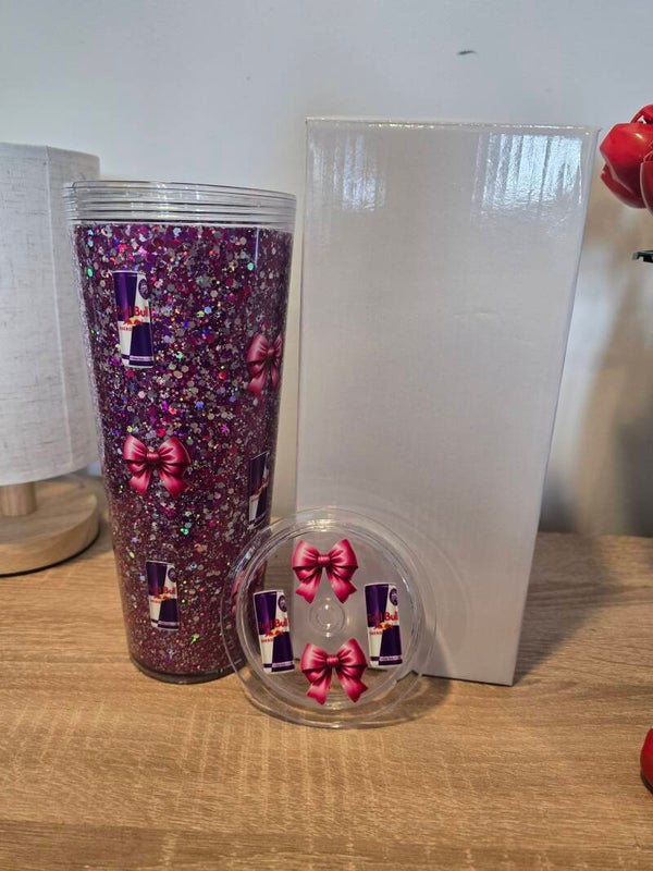 24oz Glitter Red bull Tumbler