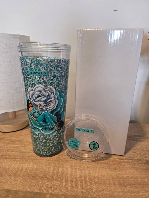 24oz Tiffany & Co glitter tumbler
