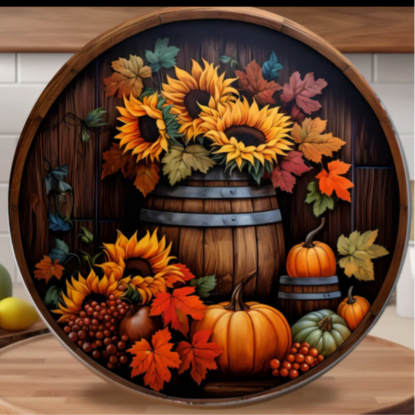 🍂 Product Name: Autumn Sunflowers & Pumpkins Glass Cutting Board