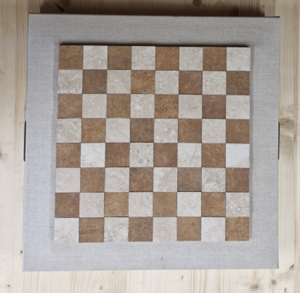 plateaux d'échecs / Echiquier en toile et céramique.