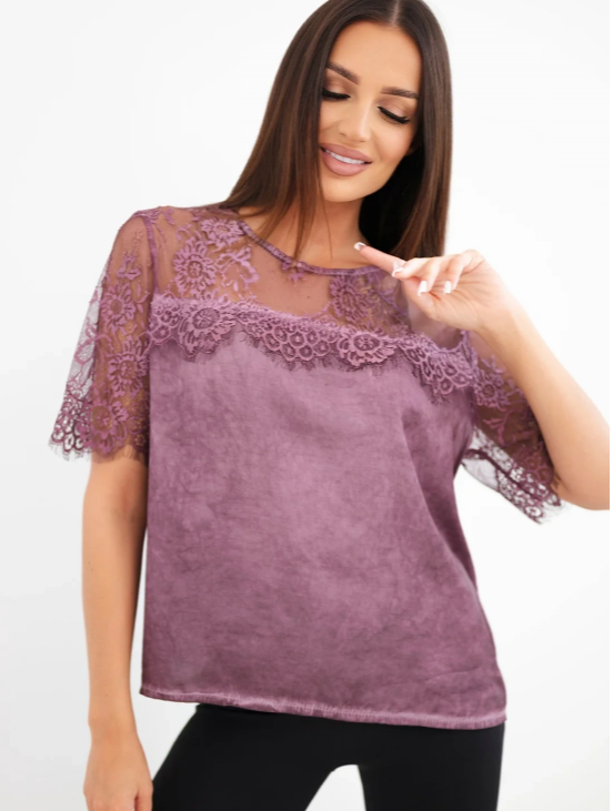 Top with Lace Short Sleeve