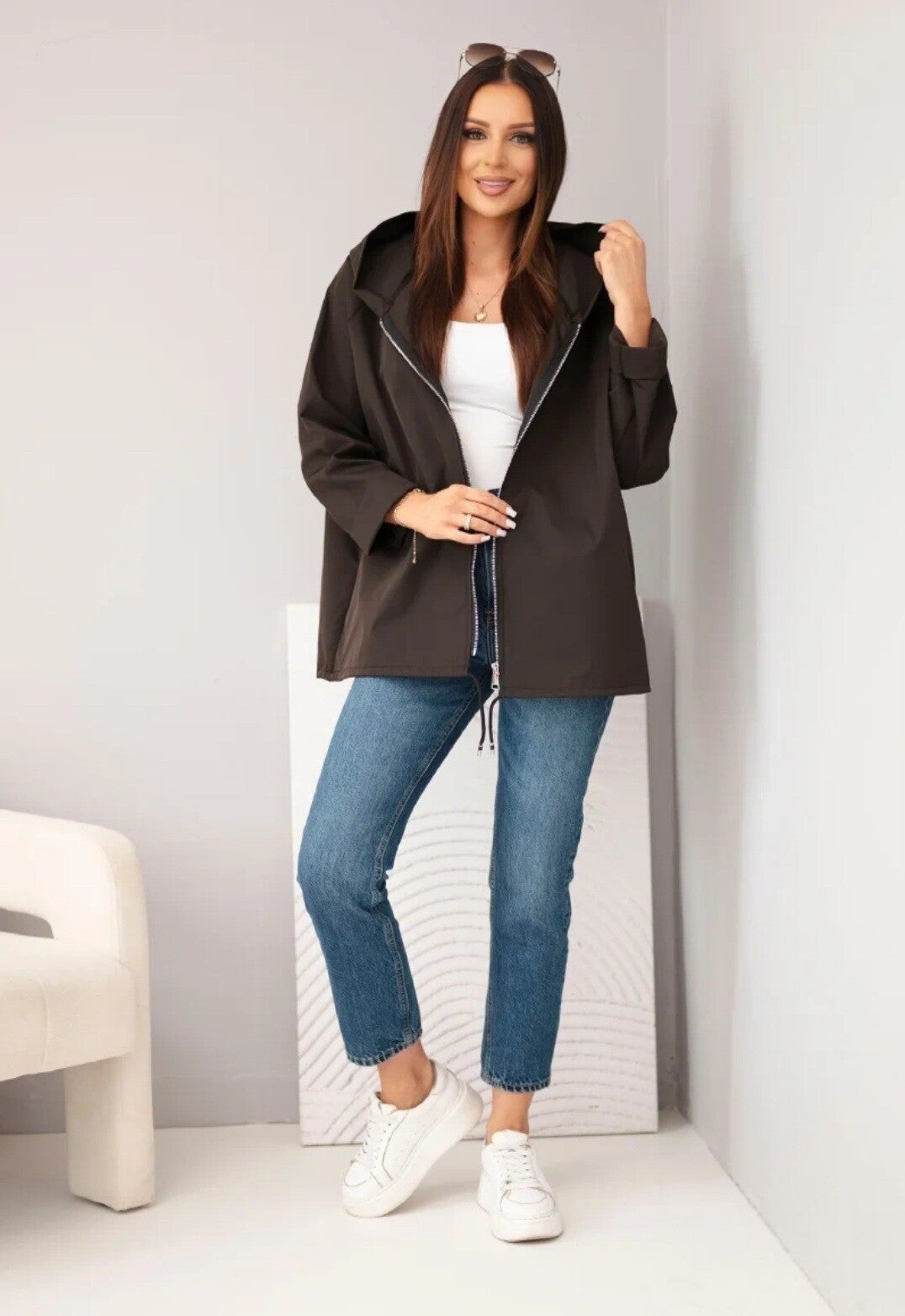 Jacket with ribbed hem
