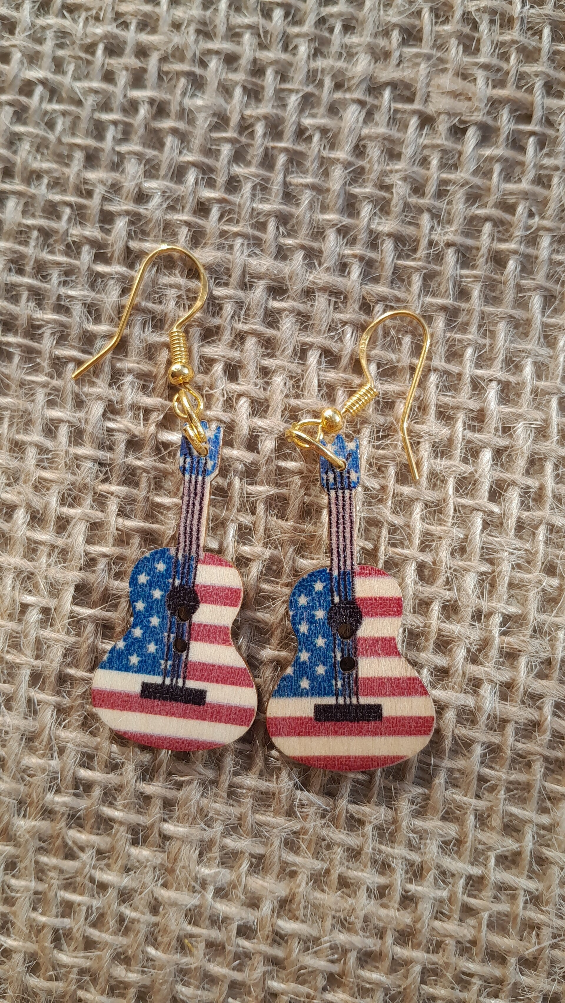 Boucles d'oreilles drapeau américain en bois