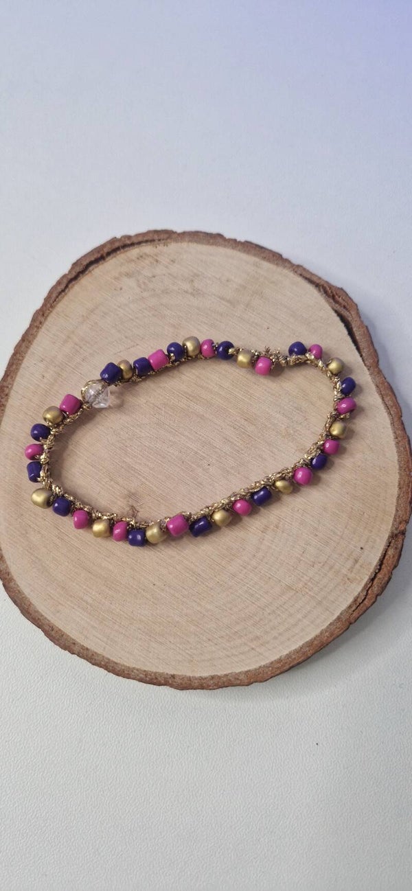 Luna Handmade Crochet Bracelet with Purple Beads