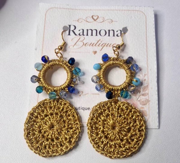 Golden Ocean – Handmade Crochet Earrings