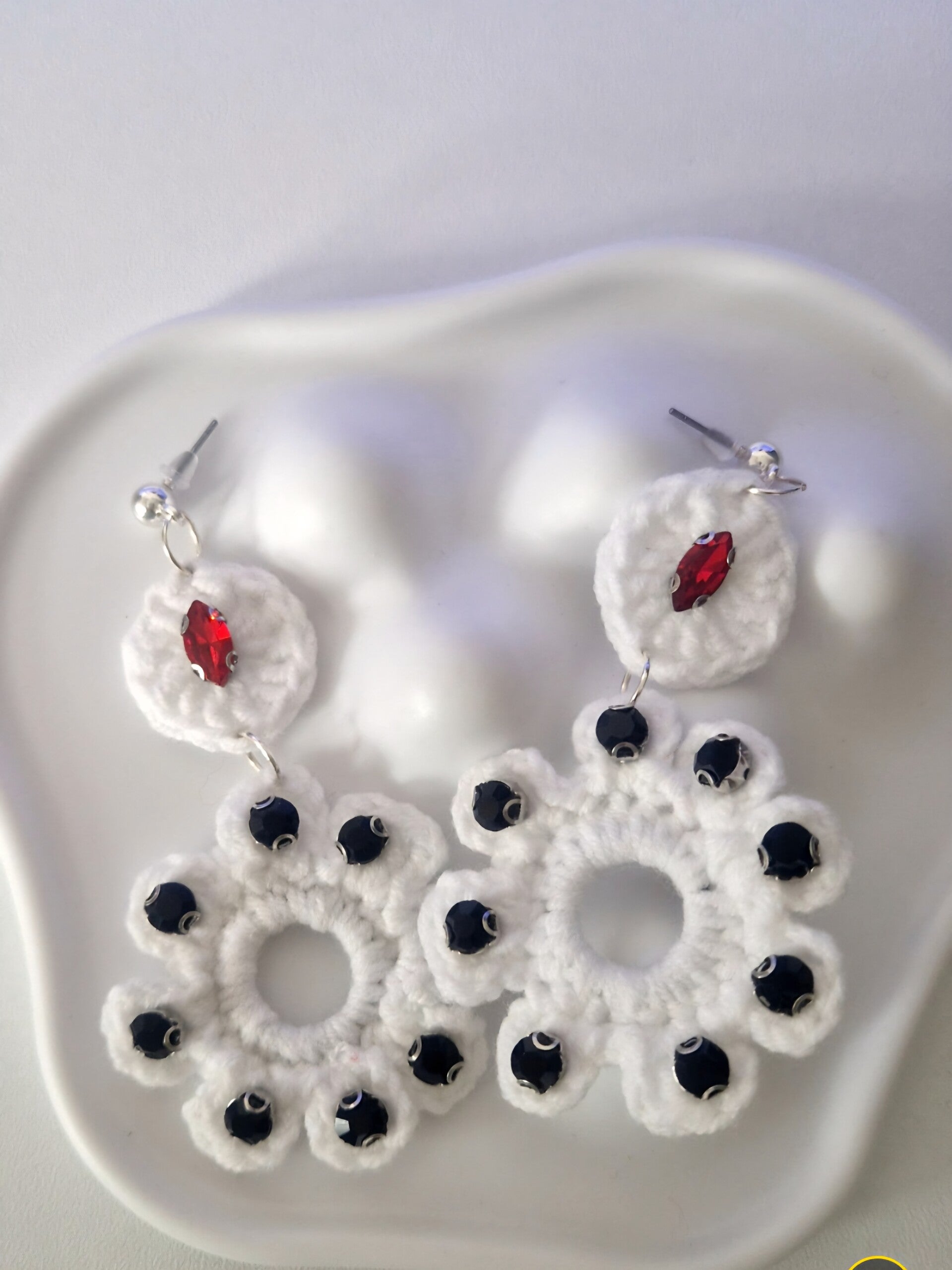 Noir Ruby Bloom – Luxury Flower Statement Earrings