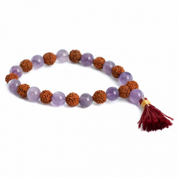 Rudraksha Armband met Amethist – 8 mm