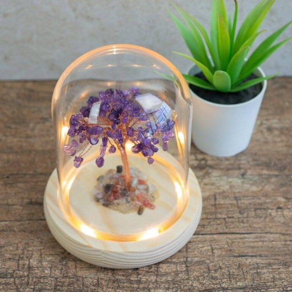 Edelsteen Boompje Spiritualiteit Amethist in Glas (14 cm)