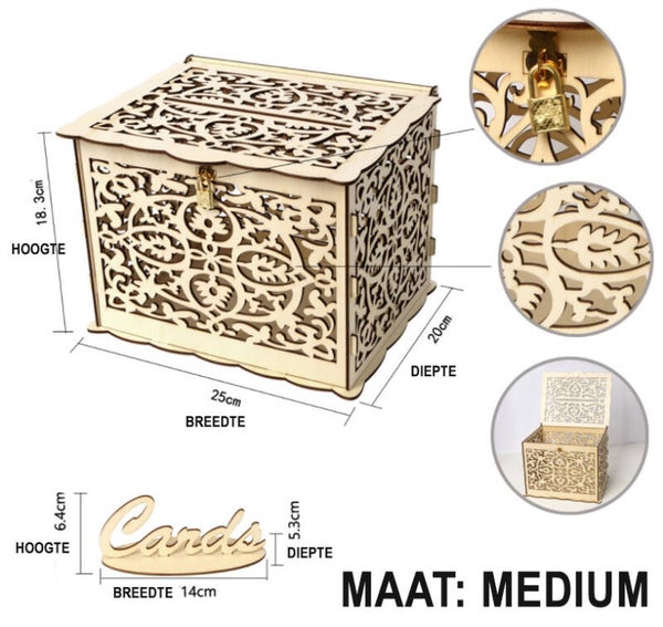 N005 Niet doen te klein Bruiloft Wenskaartendoosje (maat medium)