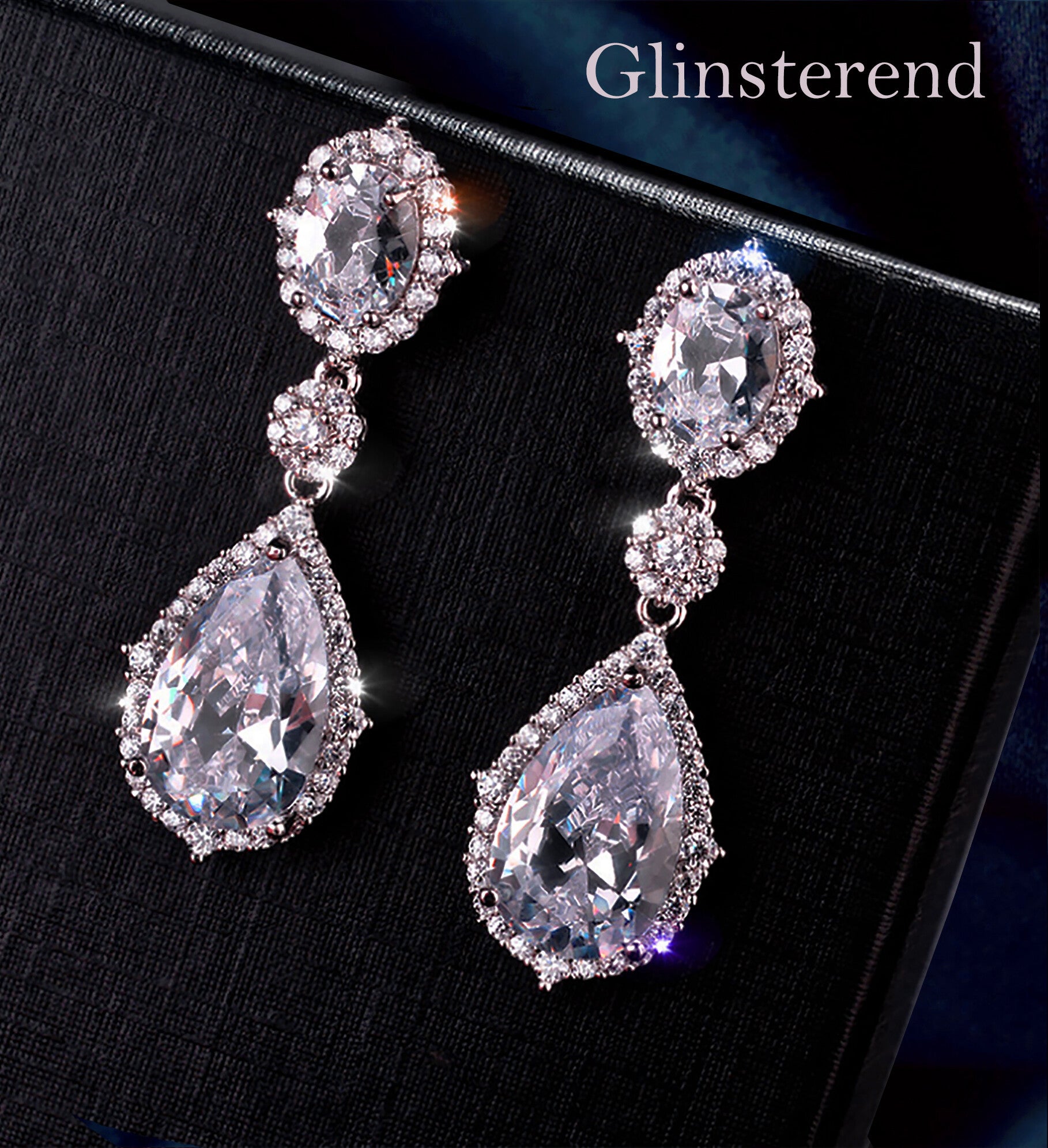 SS402 Oorbellen met AAA Zirkonia & Italiaanse Vicenza Ketting