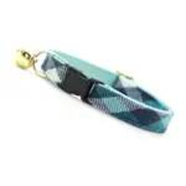 „Blue Ridge Mountains” - Blauwe geruite kattenhalsband