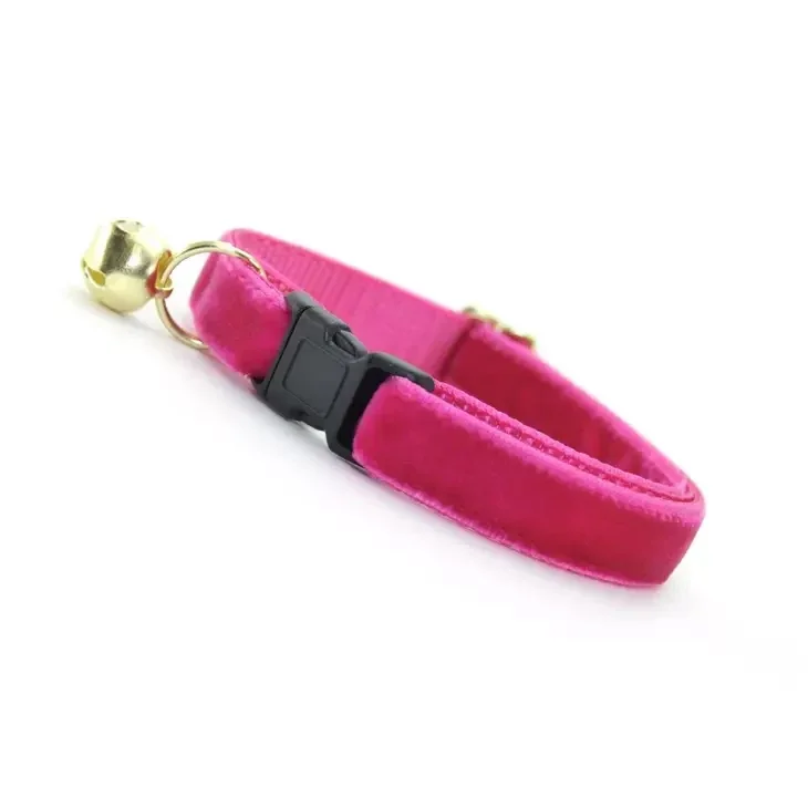 "Velvet - Azalea" - Magenta roze fluwelen kattenhalsband