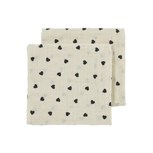 Meyco - Hydrofiele doeken pre-washed Sweet Heart Soft Sand/Black