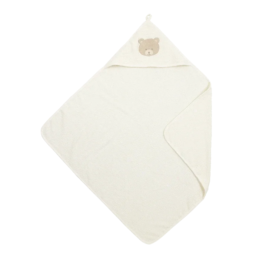 Badcape badstof borduur - Bear Offwhite