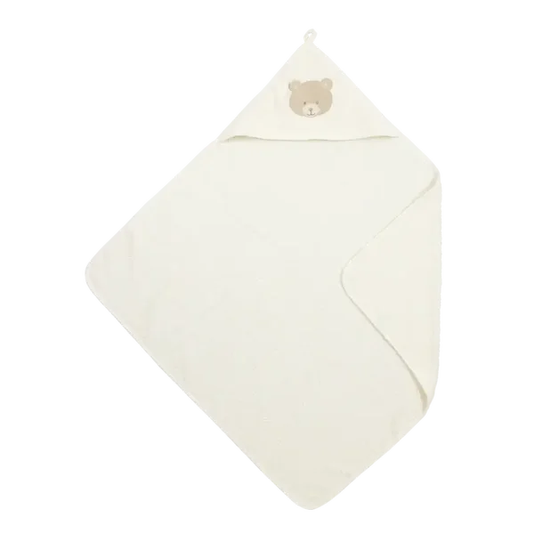 Badcape badstof borduur - Bear Offwhite