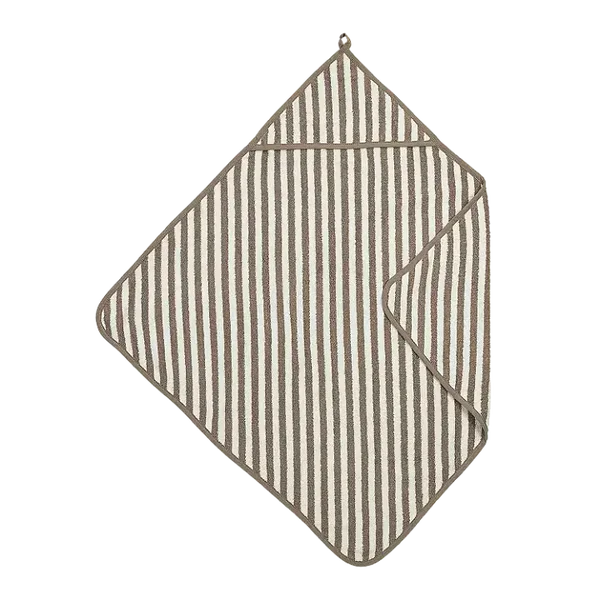 Badcape badstof jacquard - Fat Stripe Taupe 75x75