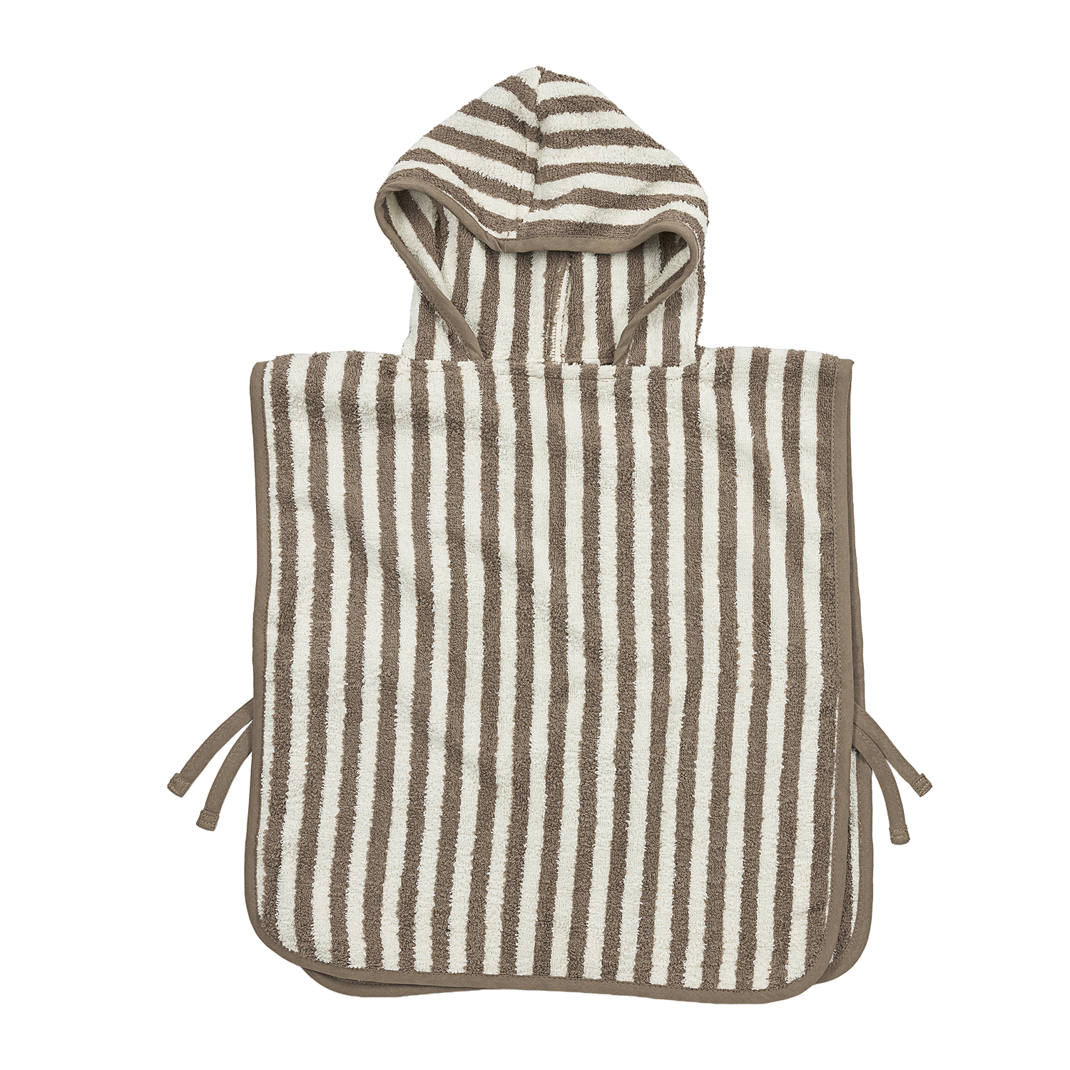 Badponcho badstof jacquard - Fat Stripe Taupe