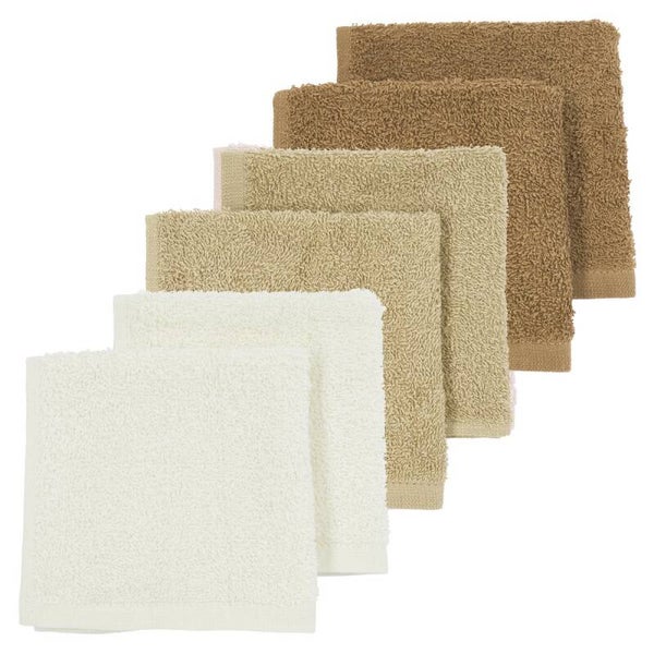 Meyco - Monddoekjes badstof Offwhite/Sand/Toffee 30x30cm - 6-Pack