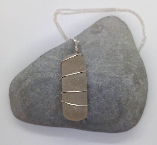 White Seaglass Pendant