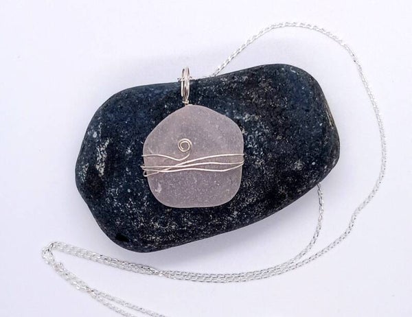 White Seaglass Pendant