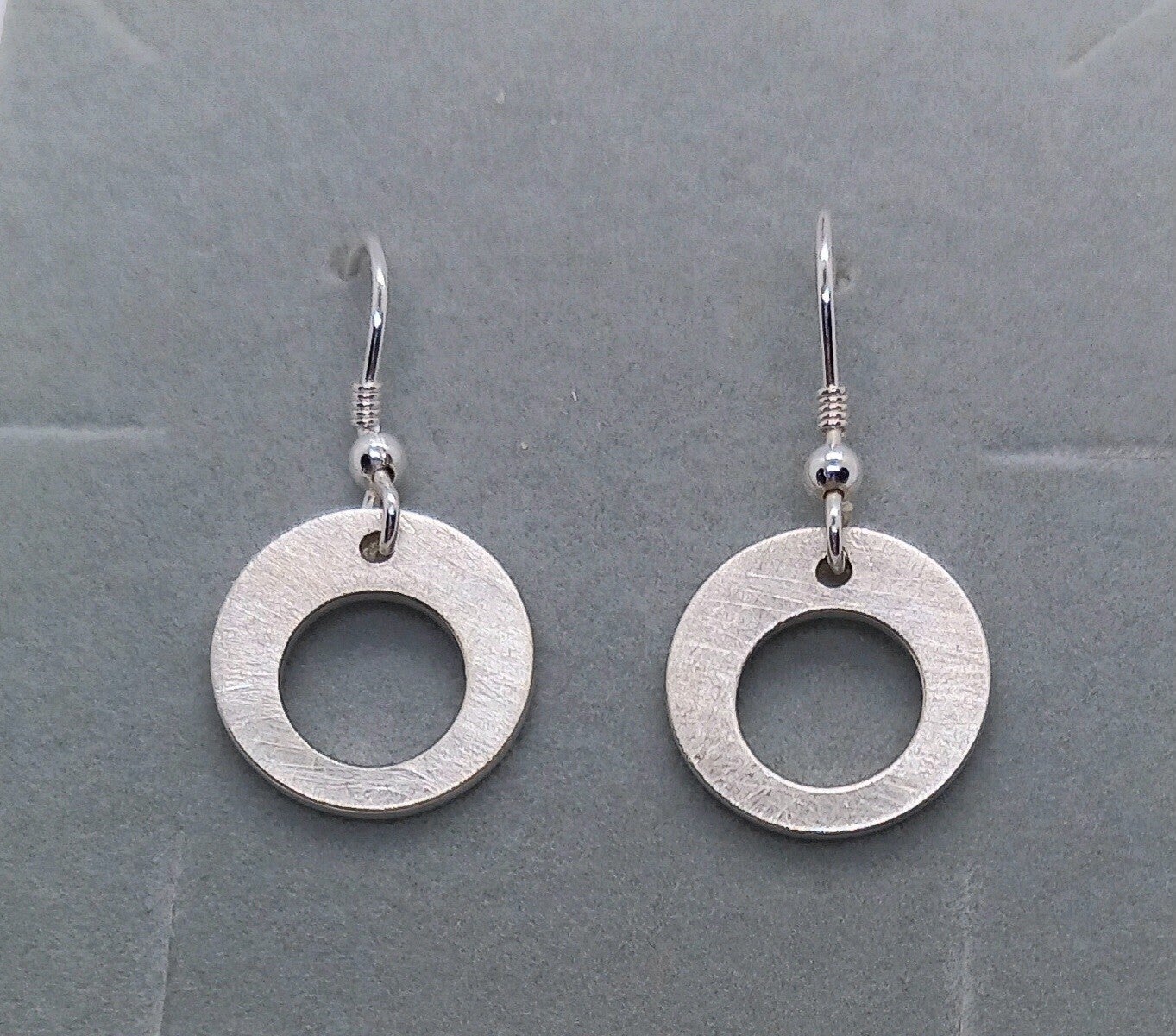 Brushed Silver Hoops