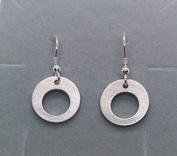 Brushed Silver Hoops