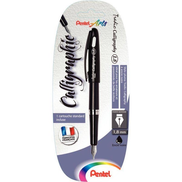 Stylo plume noir calligraphie Pentel