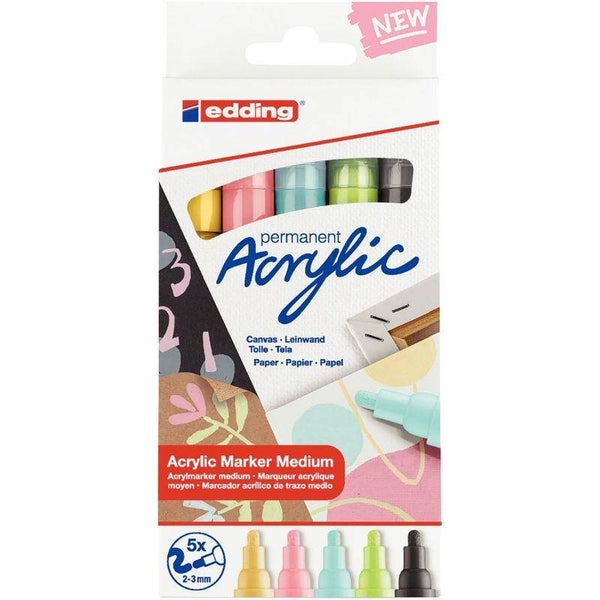Boîte de 5 marqueurs peinture E-5100 pastel Edding