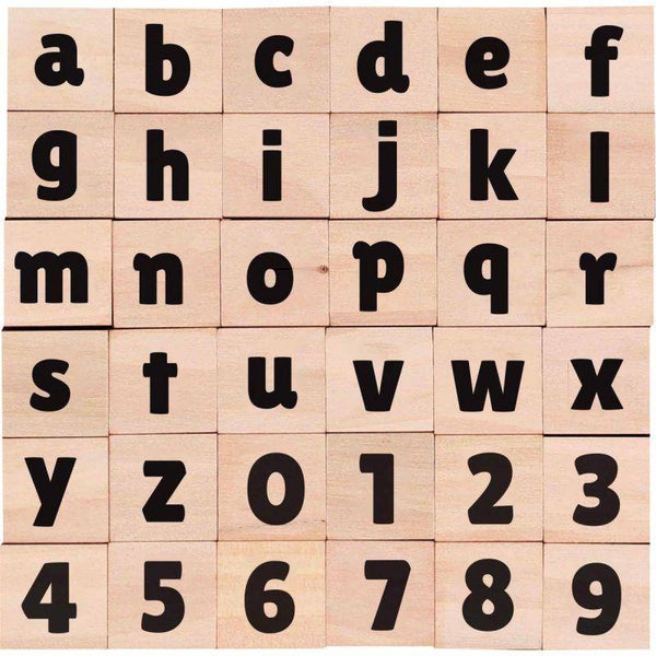 Set 36 tampons chiffres/lettres en minuscule