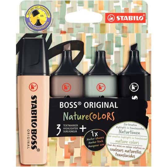 Pochette de 4 surligneurs STABILO Boss nature