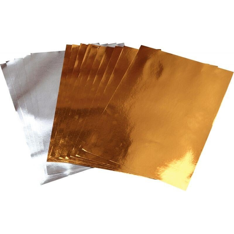 Pochette de 15 feuilles métalisées format A4 adhésives