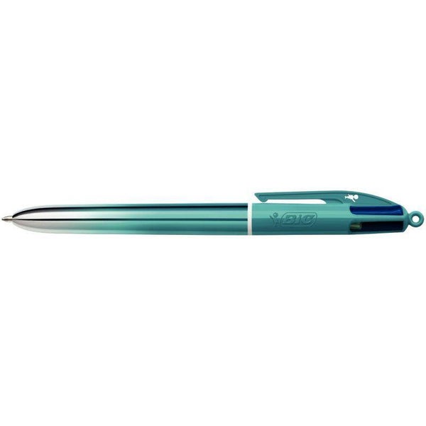 Stylo bille 4 couleurs BIC Smooth, bleu-vert