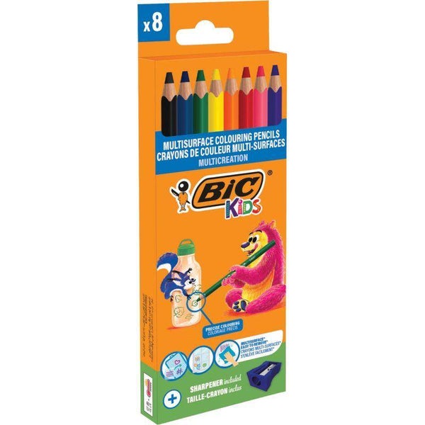 Étui de 8 crayons BIC multi-surfaces, couleurs assorties