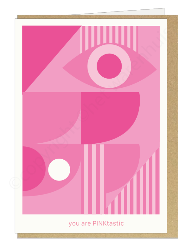 dubbele wenskaart keuze uit PINK, GREEN of BLUE