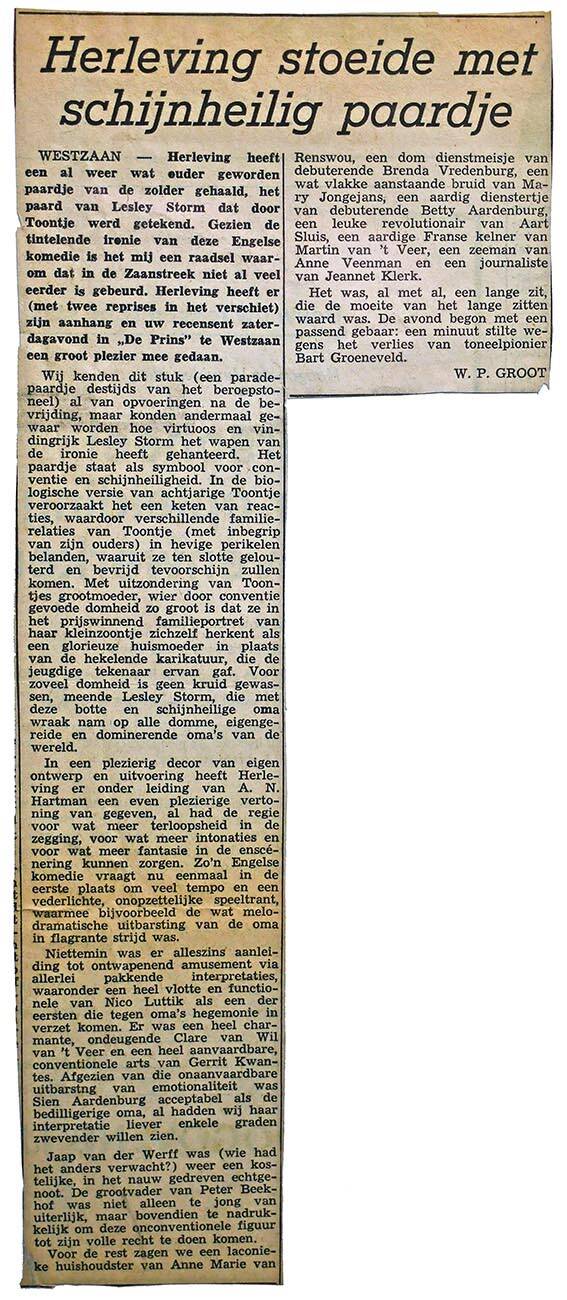 Recensie (1965) Toneelschrijver zag zijn stuk opvoeren