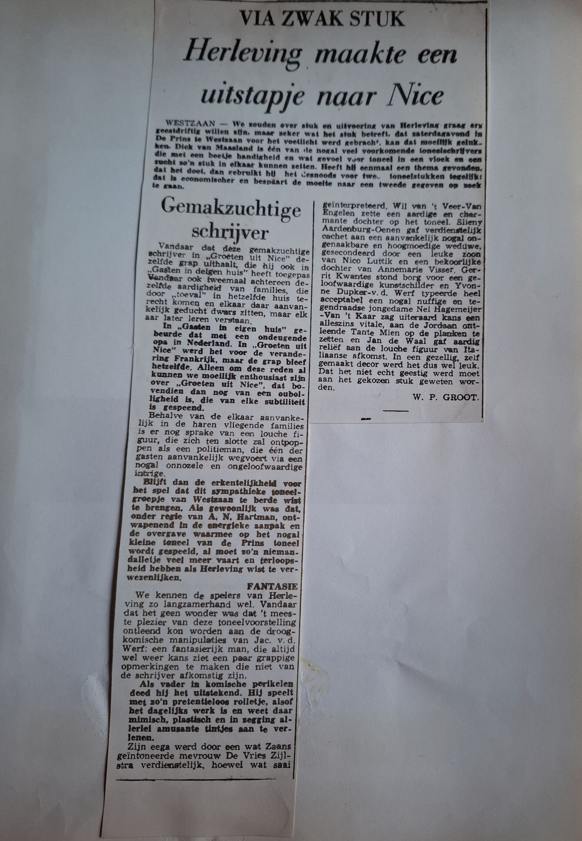 Recensie (1965) Toneelschrijver zag zijn stuk opvoeren