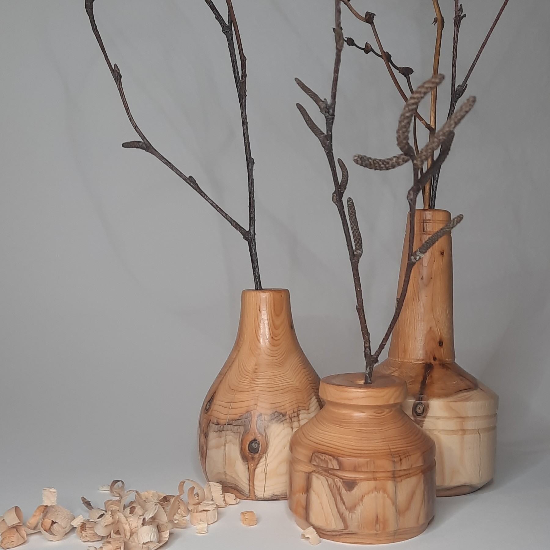 Wood-turned Yew - Set of three