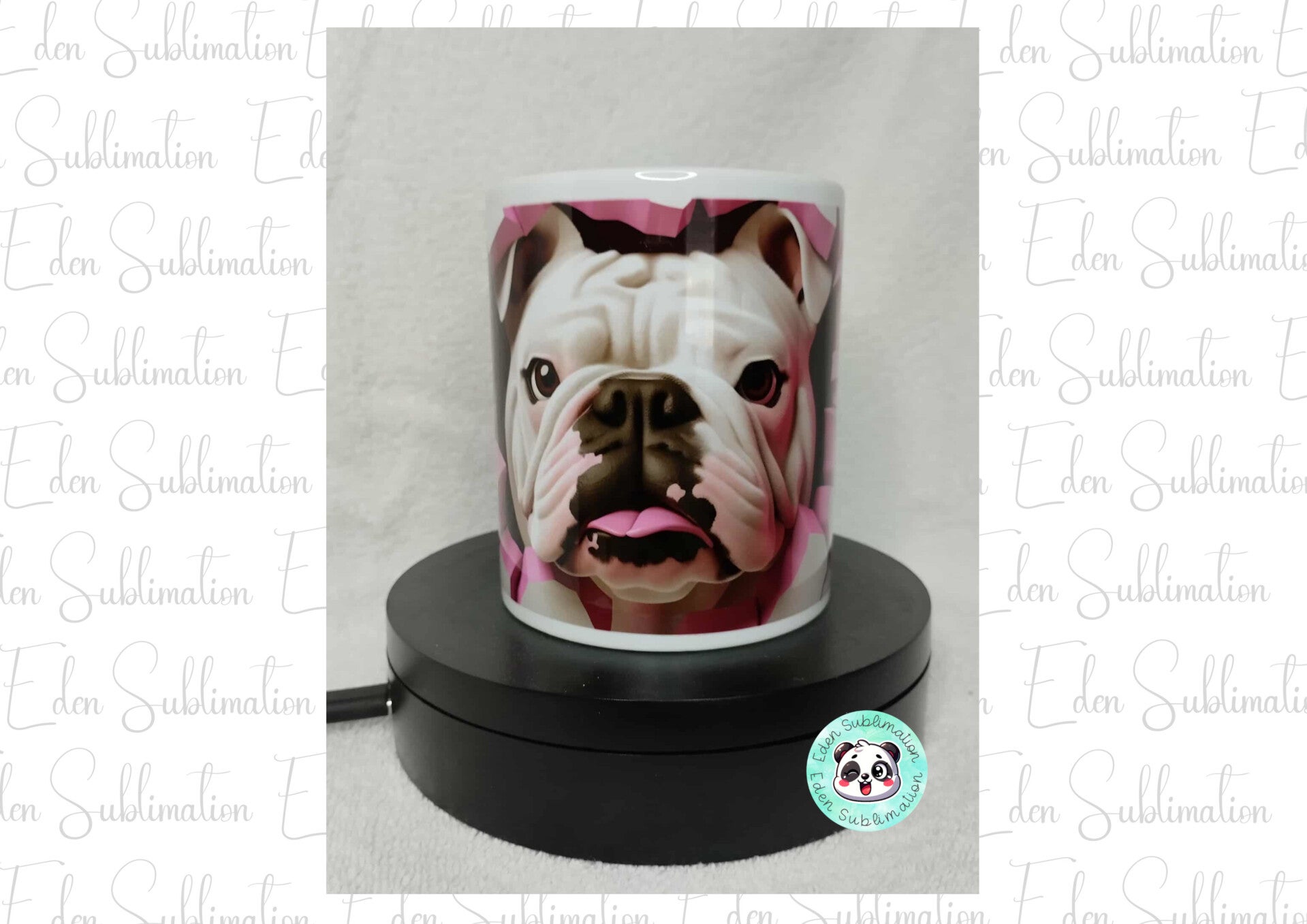 Mug bulldog anglais effet 3D rose en céramique, design chien réaliste imprimé par sublimation