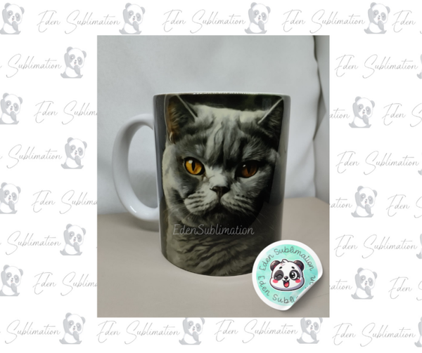 Mug Chat Gris Regard Intense